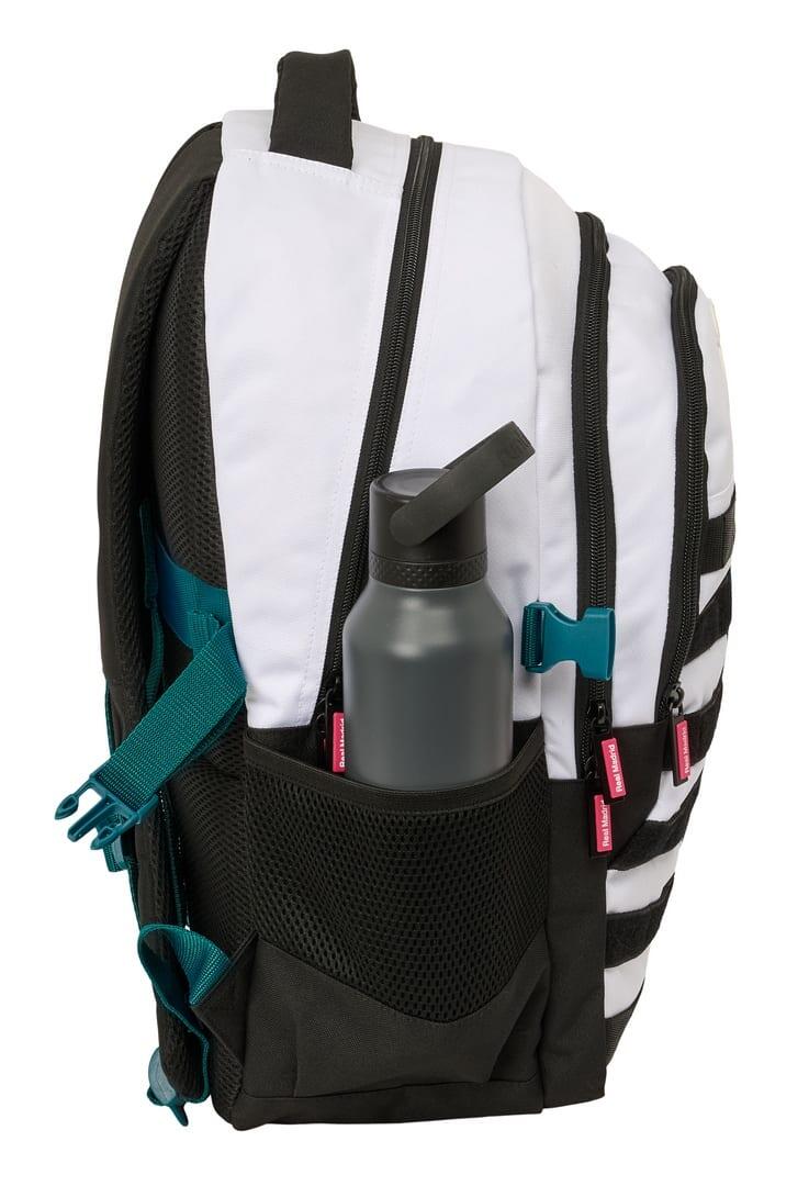Mochila infantil do Real Madrid com bolso frontal e compartimento para laptop de 3/5