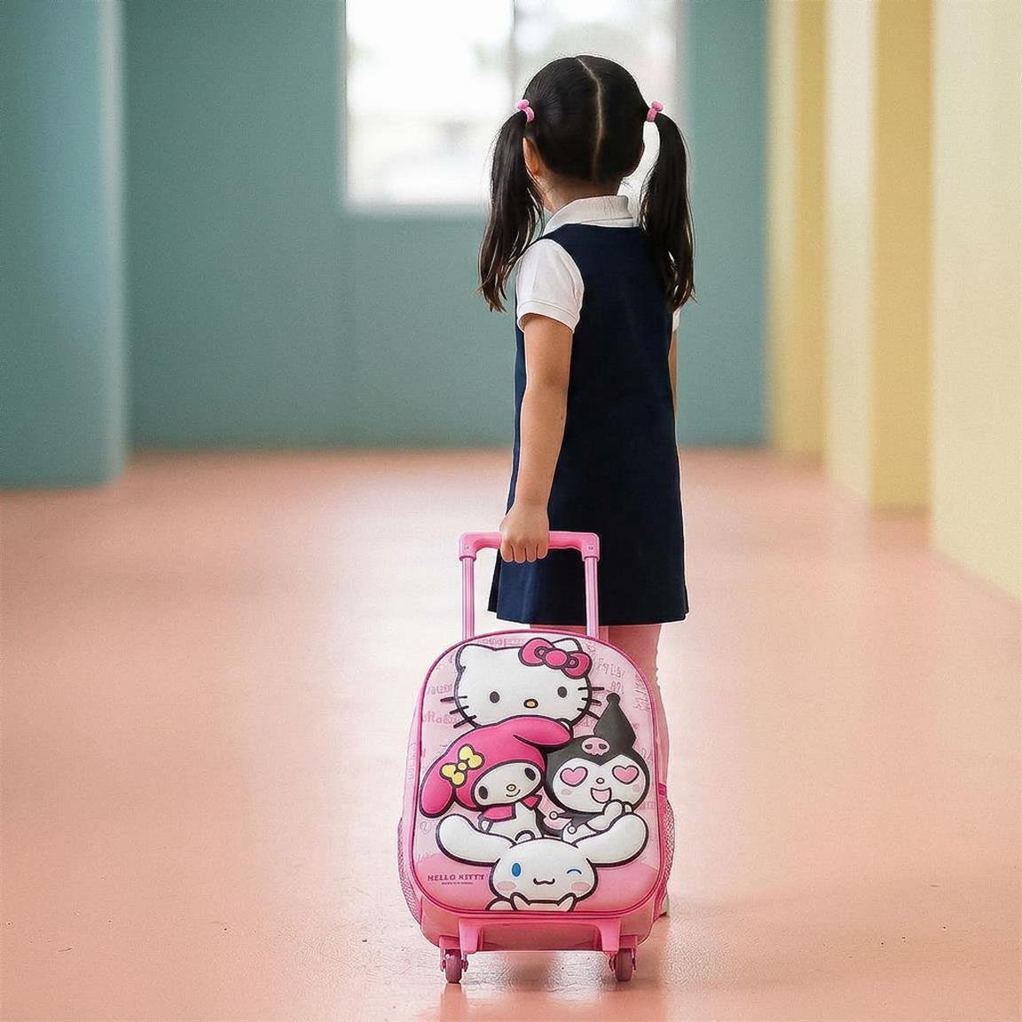 Zaino trolley 3D per bambini Hello Kitty, realizzato in poliestere ed EVA con 6/6