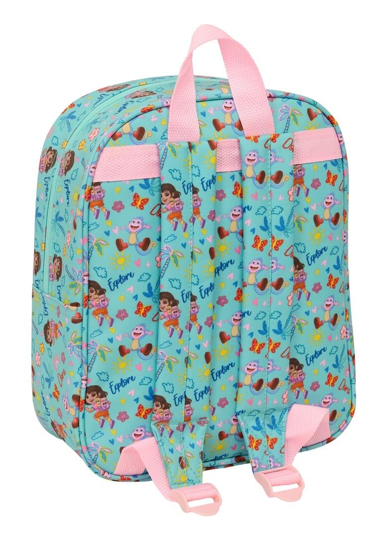 Mochila infantil Dora 3D com zíper rosa e turquesa 2/3