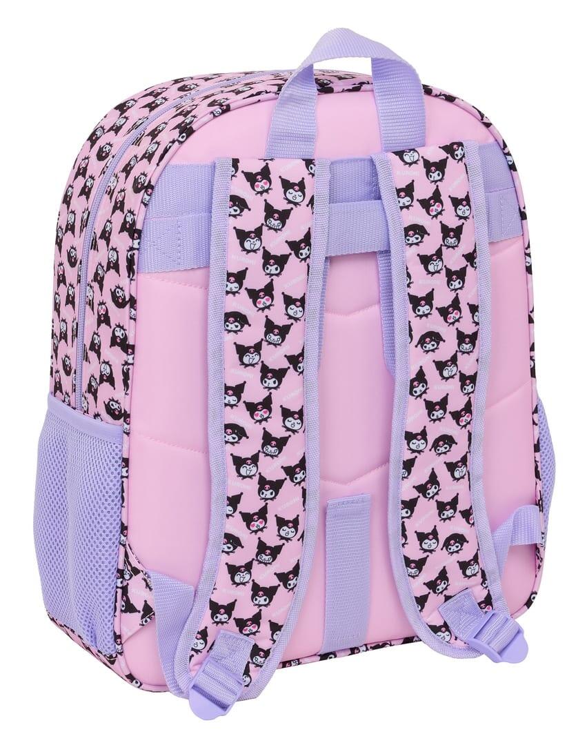 Mochila escolar infantil Kuromi adaptável a carrinhos com bolso frontal rosa 2/3