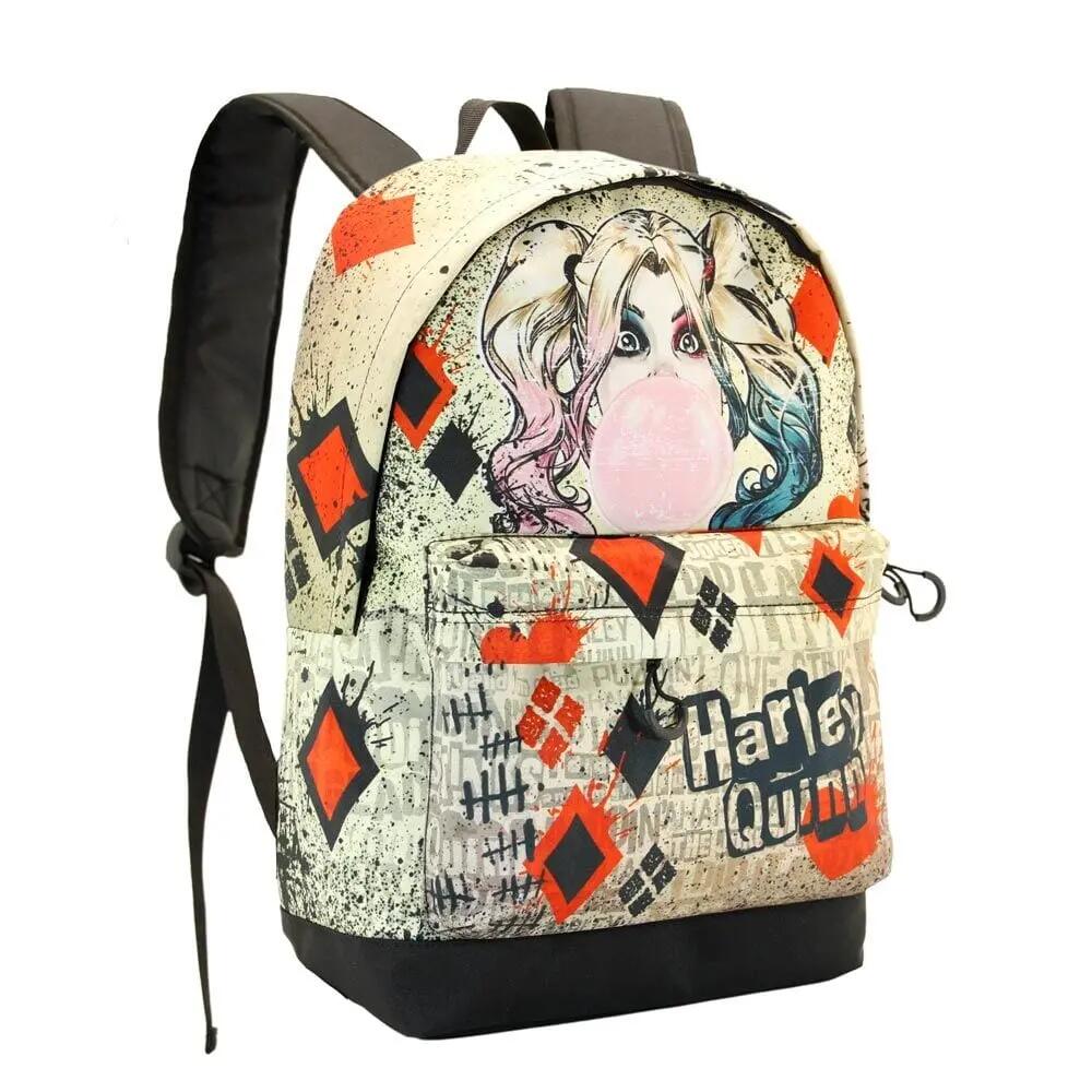 Mochila infantil Harley Quinn Mad Love com bolso frontal, 41 cm, multicolorida 2/4