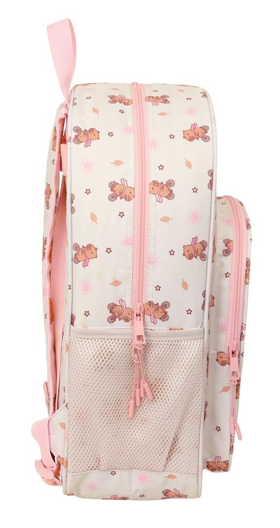 Mochila escolar infantil Capybara, adaptável para carro, com bolso frontal 3/3