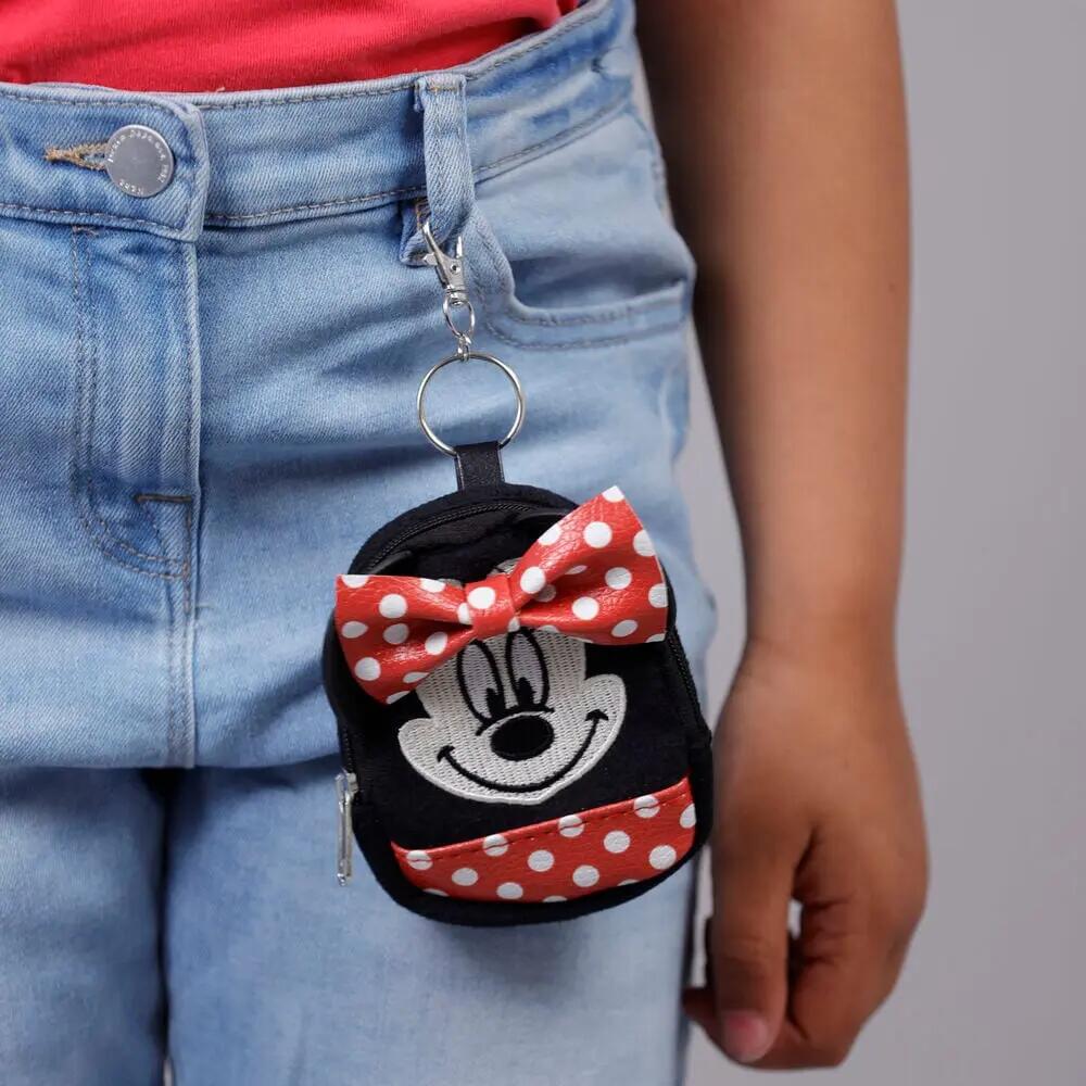 Portachiavi a mini zainetto di Minnie Mouse per bambini con cerniera e 3/3