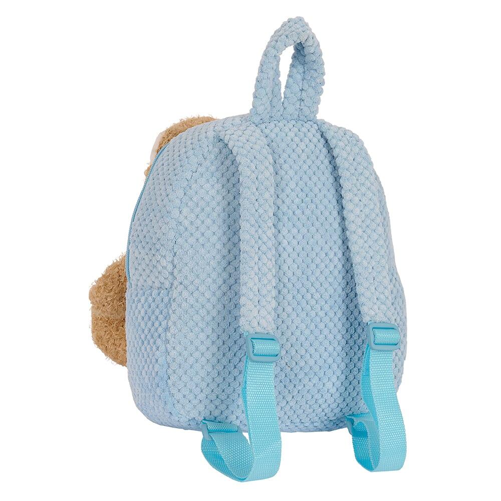 Mochila pré-escolar infantil com ursinho de pelúcia removível e zíper azul 2/5