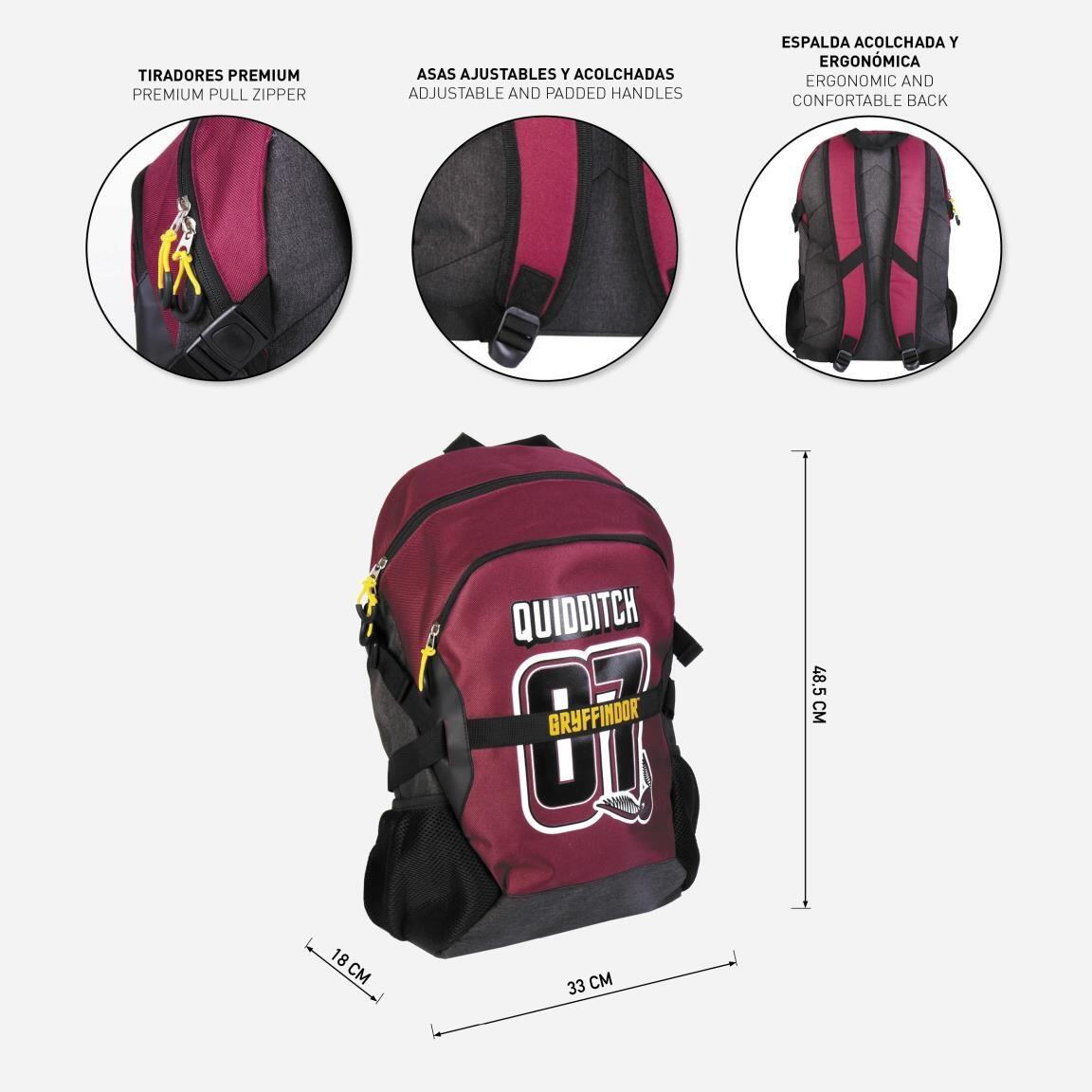 Sac à dos de sport adulte Harry Potter avec bretelles réglables, bordeaux 5/7