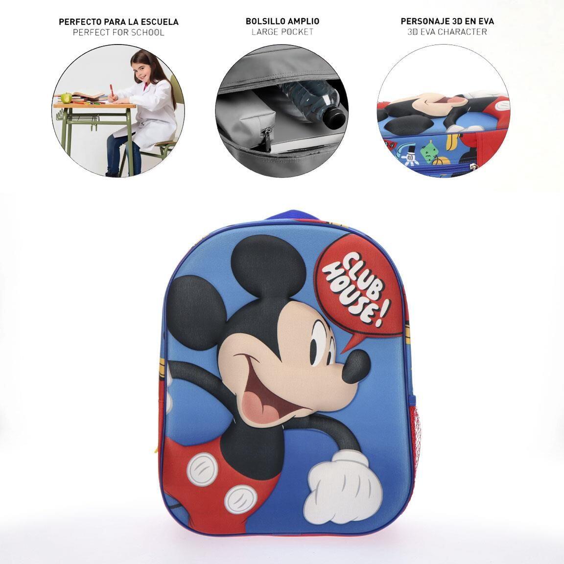 Mochila escolar infantil 3D do Mickey Mouse, feita de poliéster e EVA, nas cores 6/7