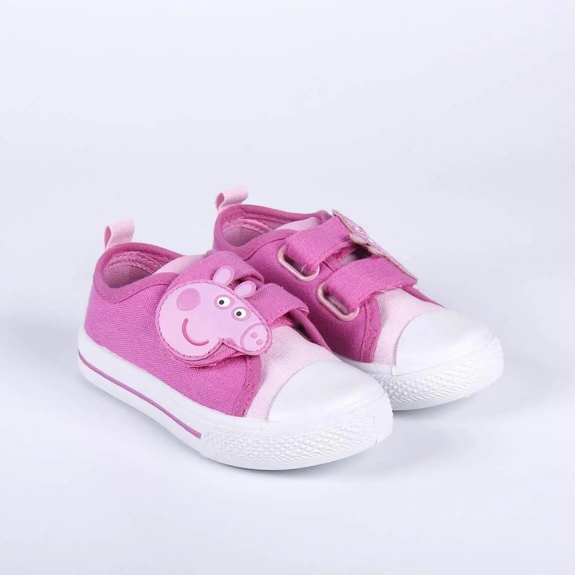 Scarpe da ginnastica bimbo Peppa Pig in tela doppio velcro rosa bianche 3/7