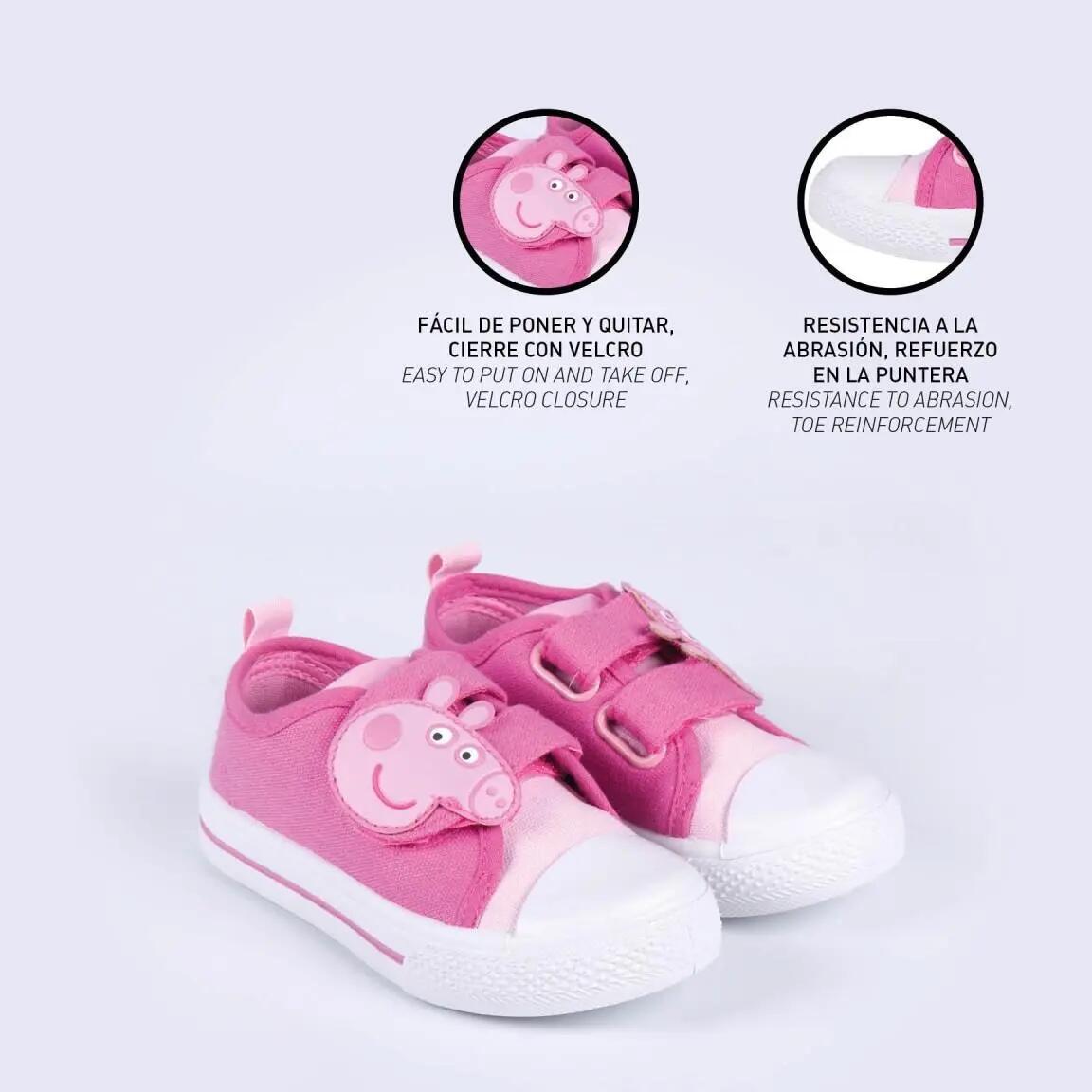 Scarpe da ginnastica bimbo Peppa Pig in tela doppio velcro rosa bianche 5/7