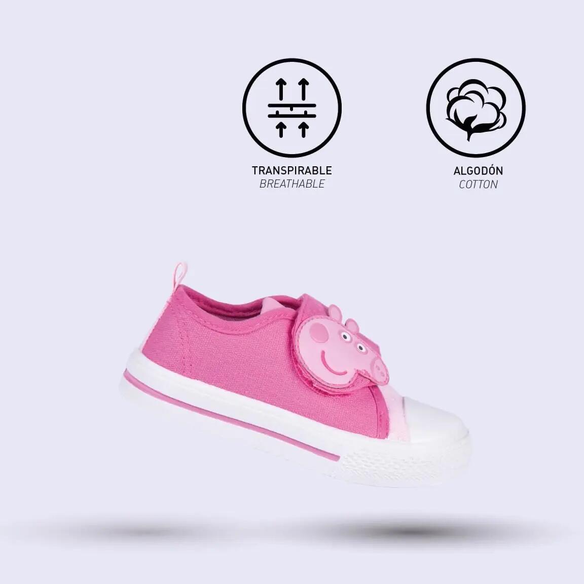 Scarpe da ginnastica bimbo Peppa Pig in tela doppio velcro rosa bianche 4/7
