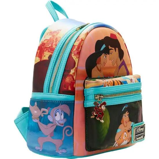 Zaino per bambini Jasmine e Aladdin in poliuretano con tasca frontale, blu 3/3