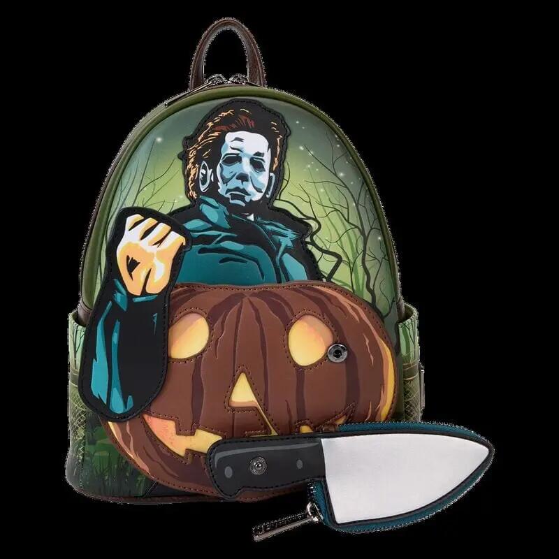 Zaino da adulto Michael Myers per Halloween, 26 cm, con cerniera verde. 2/4