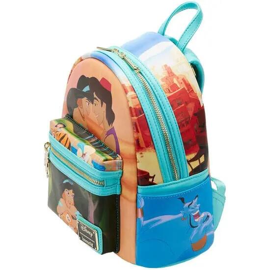 Zaino per bambini Jasmine e Aladdin in poliuretano con tasca frontale, blu 2/3