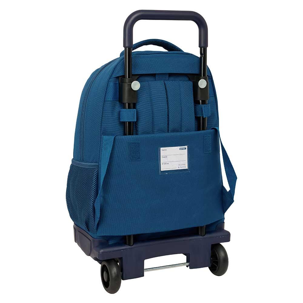 Mochila escolar infantil Harper & Neyer com rodas e bolso frontal - Azul 2/3