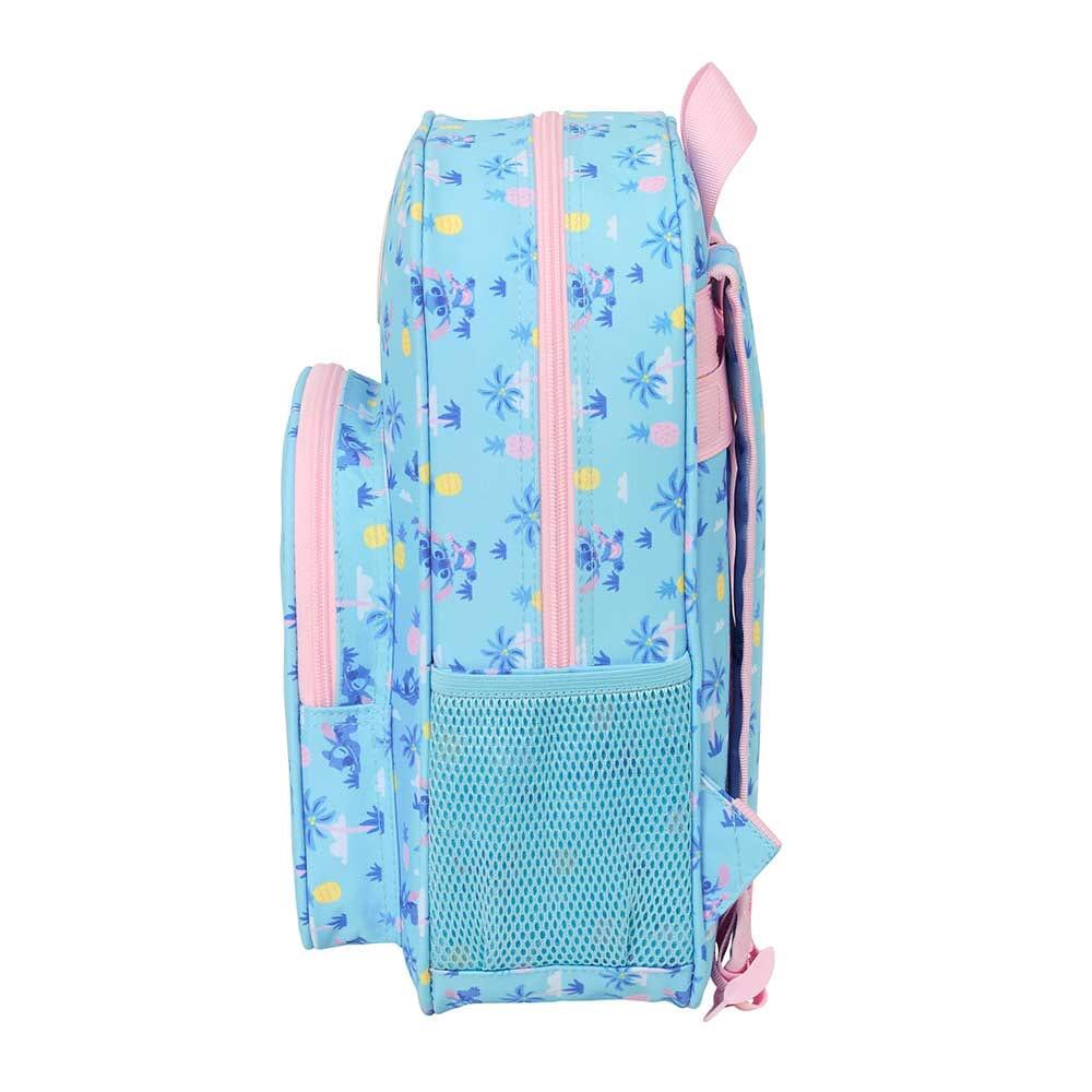 Mochila escolar infantil Stitch, adaptável a carrinhos, com bolso frontal, azul. 3/3