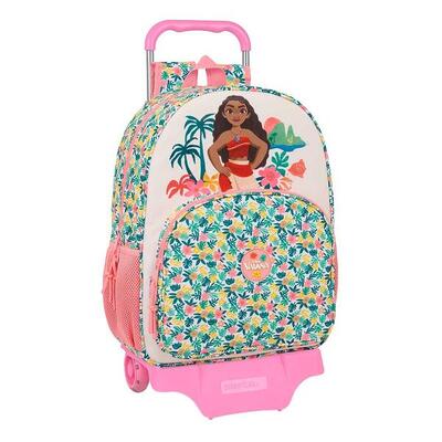 Zaino per bambini Moana 3D con portaborraccia e manici imbottiti blu e rosso