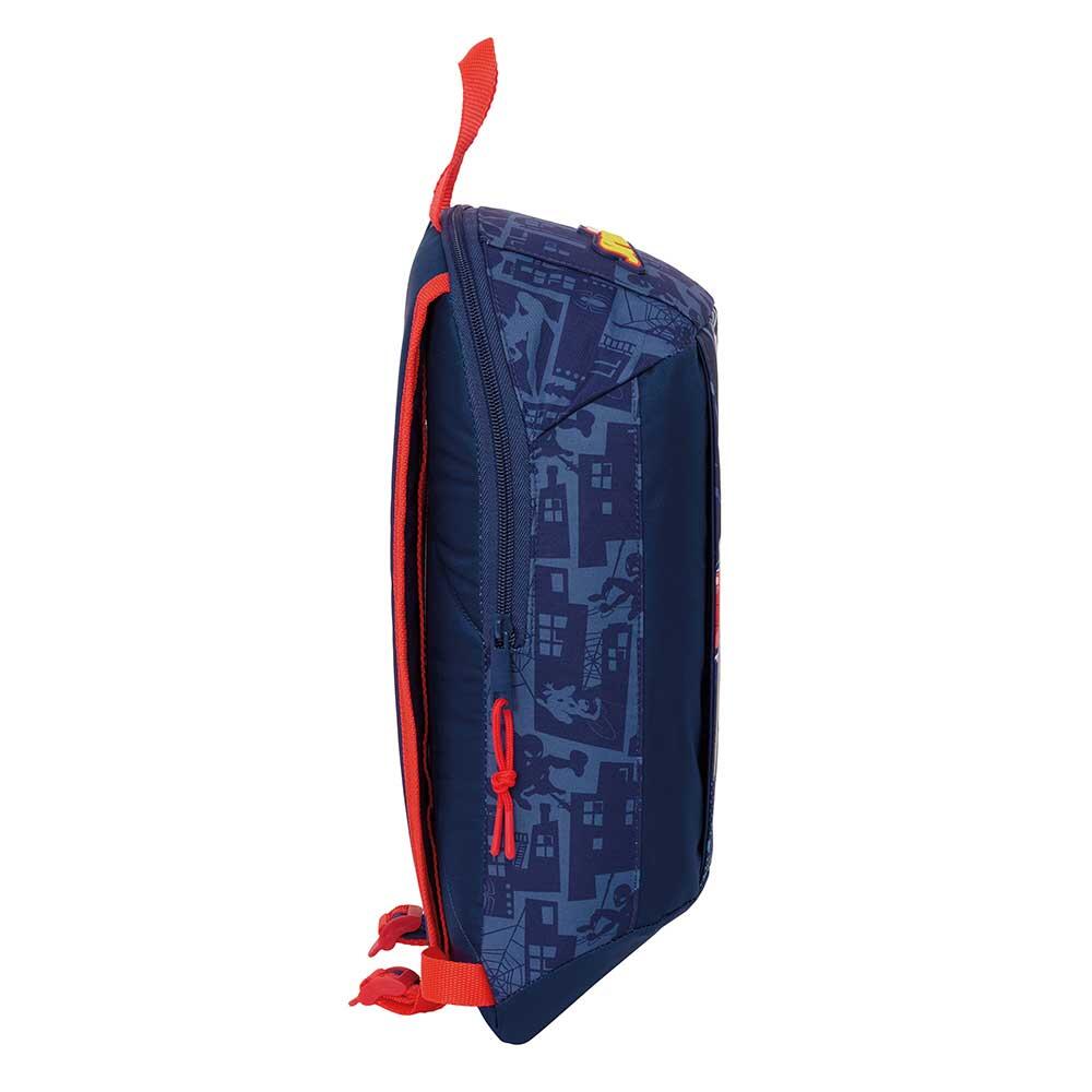 Spiderman Mini-Rucksack für Kinder mit Vordertasche und Reißverschluss – Blau 3/4
