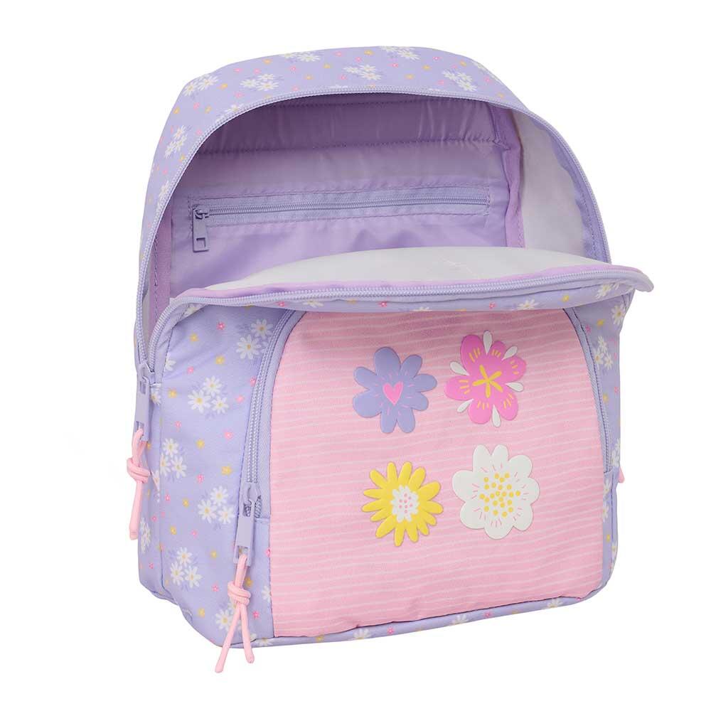 Mochila infantil mini Bouquet com bolso frontal e alças ajustáveis, lilás e 4/4