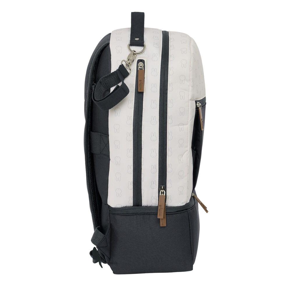 Mochila Miffy Mum para adultos com bolso frontal e garrafa térmica, bege e 4/4