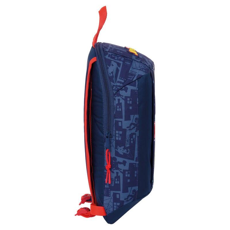 Spiderman Mini-Rucksack für Kinder mit Vordertasche und Reißverschluss – Blau 4/4