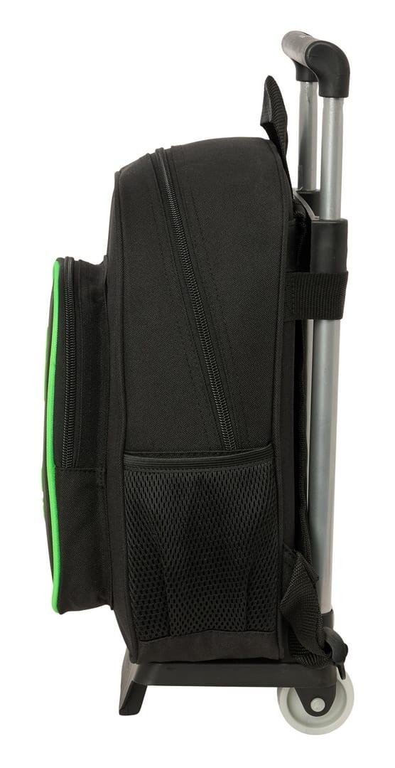 Mochila escolar infantil Real Betis com rodinhas e bolso frontal - Preta 3/3