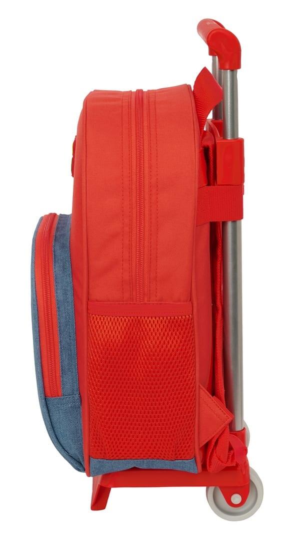 Mochila escolar infantil Super Mario com rodas e bolso frontal (vermelha) 3/3
