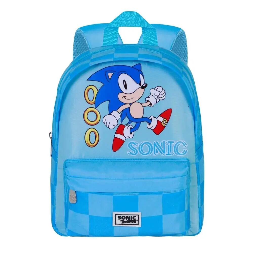 Mochila escolar infantil Sonic the Hedgehog com bolso frontal, 22x27x9 cm, azul. 2/3