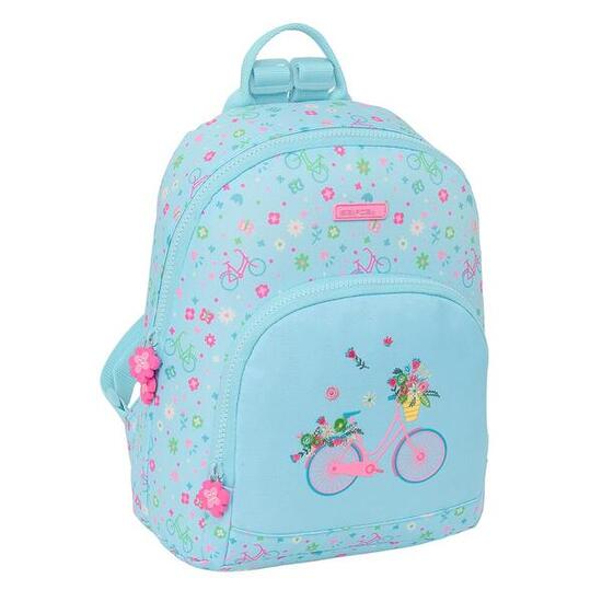Mini sac à dos pour enfants, motif vélo recyclé, avec poche avant, bleu