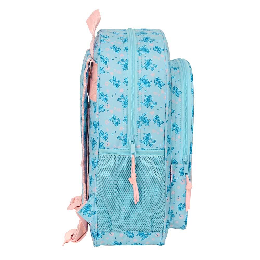Mochila escolar infantil Stitch, adaptável a carrinhos, com bolso frontal, azul. 3/3