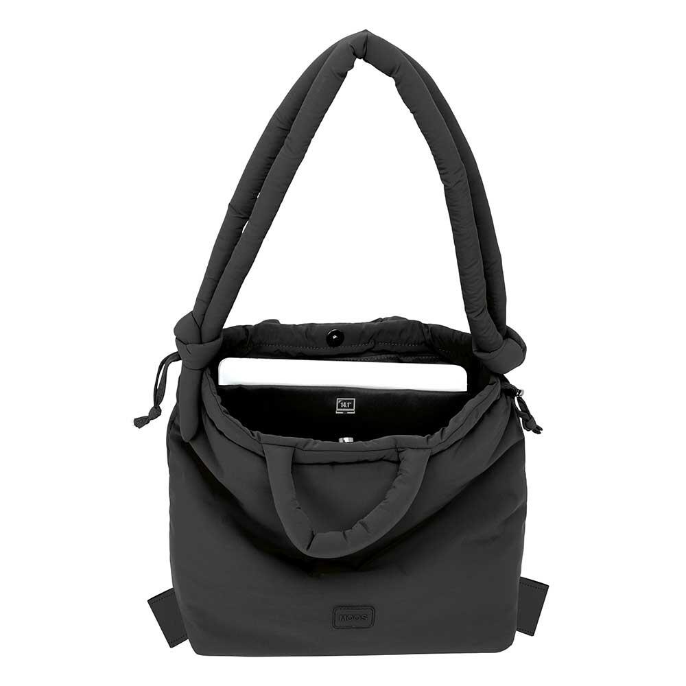 Mochila tipo cápsula acolchoada Moos para adultos com bolso externo - Preta 4/6