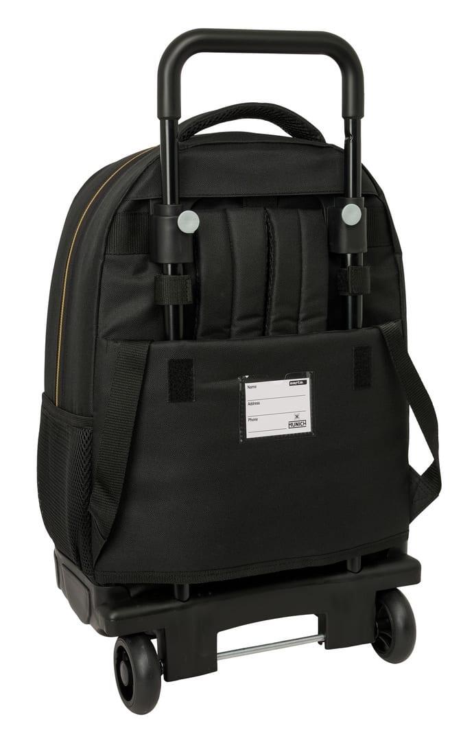 Mochila escolar infantil Munich com rodas removíveis e bolso frontal - Preta 2/3