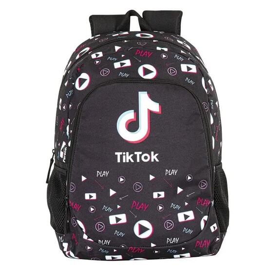 Sac à dos scolaire pour enfants Tik Tok avec poche avant et fermeture éclair