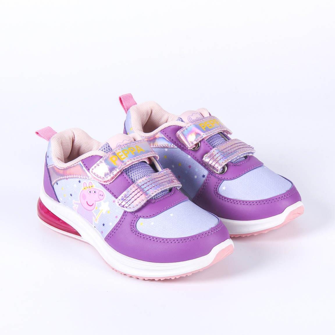 Scarpe da ginnastica con luci bambini Peppa Pig doppio strappo lilla 3/7