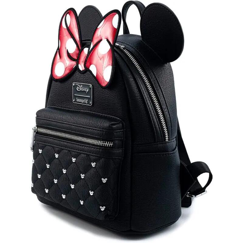 Zaino da adulto di Minnie Mouse con tasca frontale e spallacci regolabili, nero 3/4