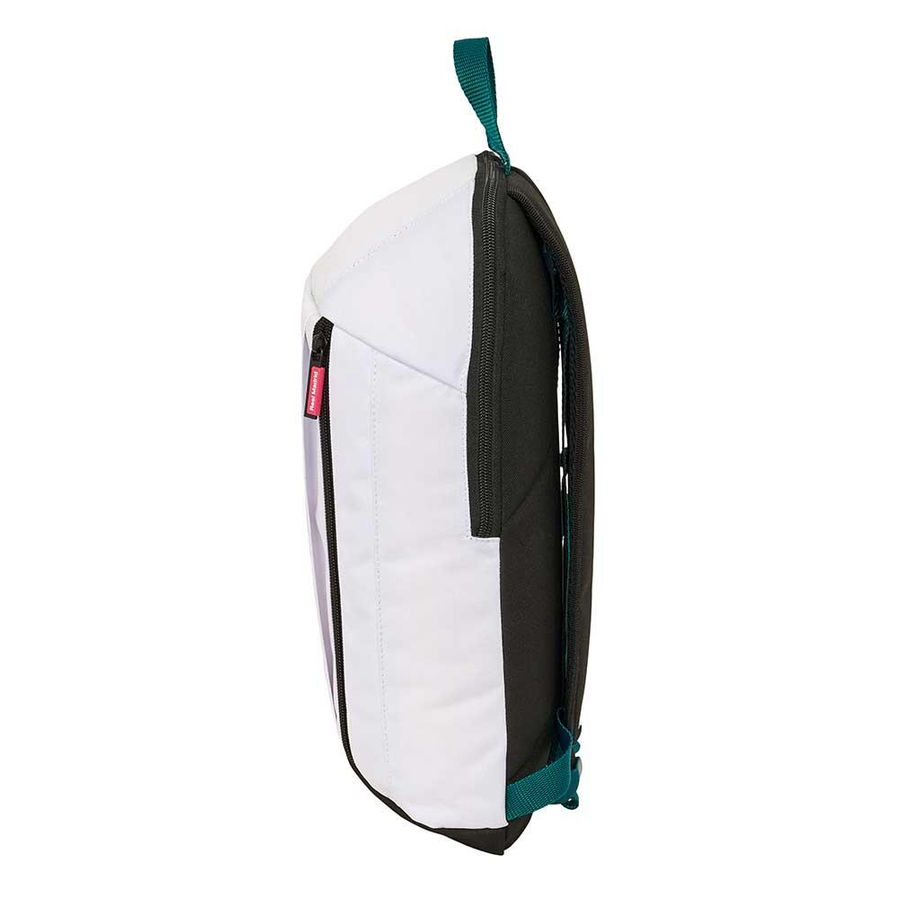 Mochila infantil mini do Real Madrid com bolso frontal e zíper, branca. 3/3