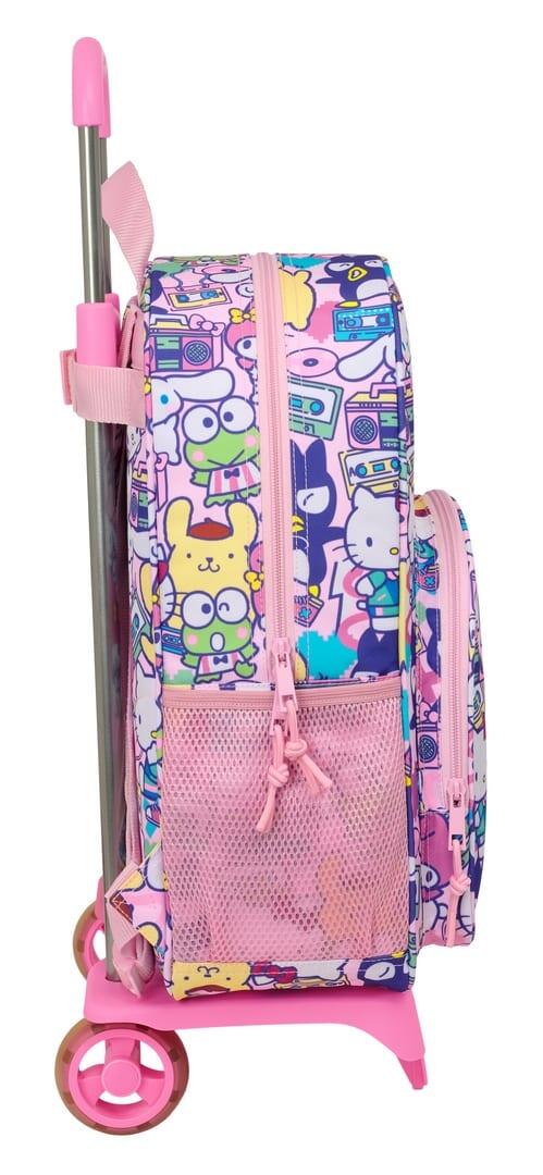 Mochila escolar infantil Hello Kitty com rodinhas e bolso frontal, rosa. 3/3