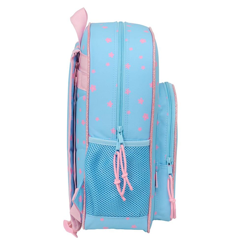 Mochila escolar infantil Stitch, adaptável a carrinhos, com bolso frontal, azul. 3/3