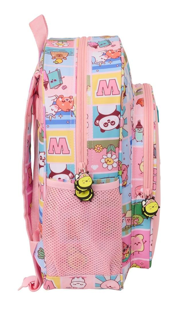 Mochila escolar infantil Mr. Wonderful, adaptável a carrinhos, com bolso, rosa. 3/3