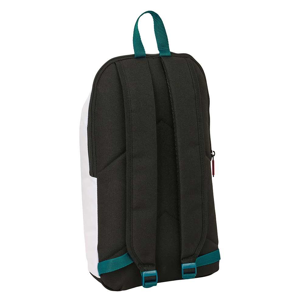 Mochila infantil mini do Real Madrid com bolso frontal e zíper, branca. 2/3