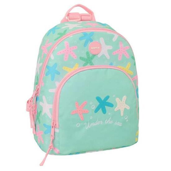 Mini sac à dos pour enfants avec étoiles, poche avant et fermeture éclair, vert