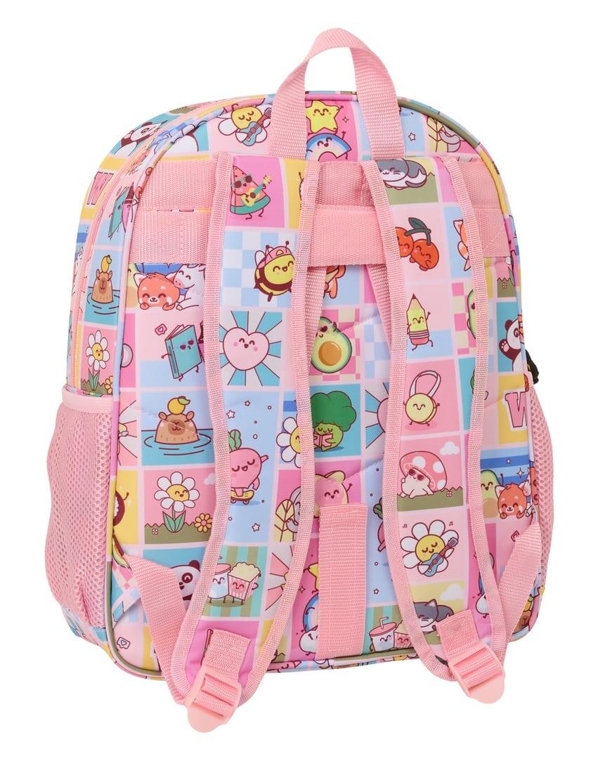 Mochila escolar infantil Mr. Wonderful, adaptável a carrinhos, com bolso, rosa. 2/3