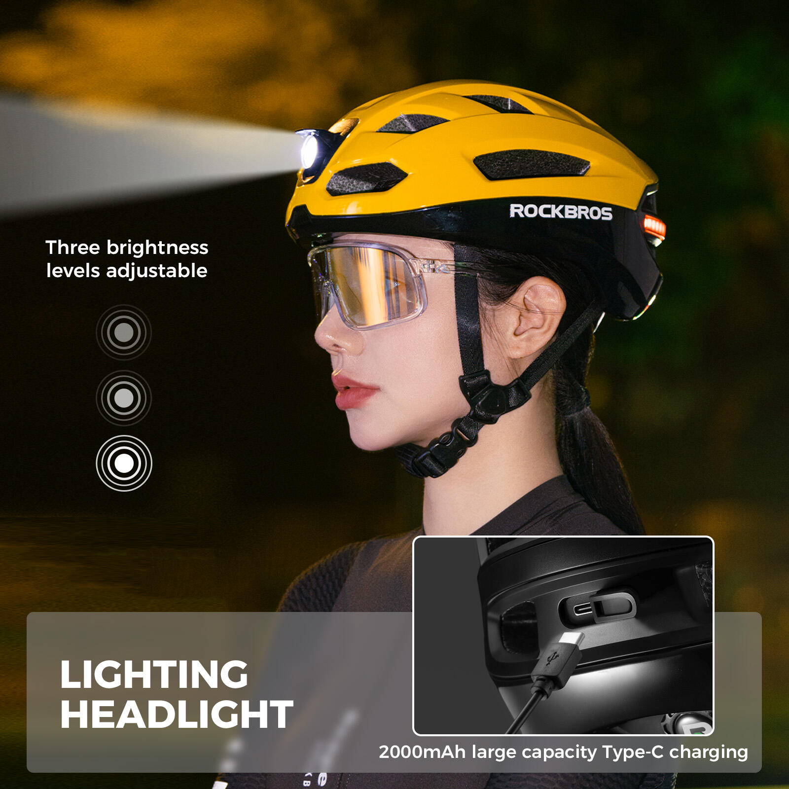 ROCKBROS Fahrradhelm mit LED-Beleuchtung 3/7