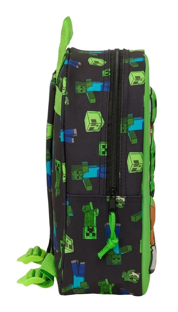 Zaino 3D Minecraft per bambini con cerniera verde e nera 5/5