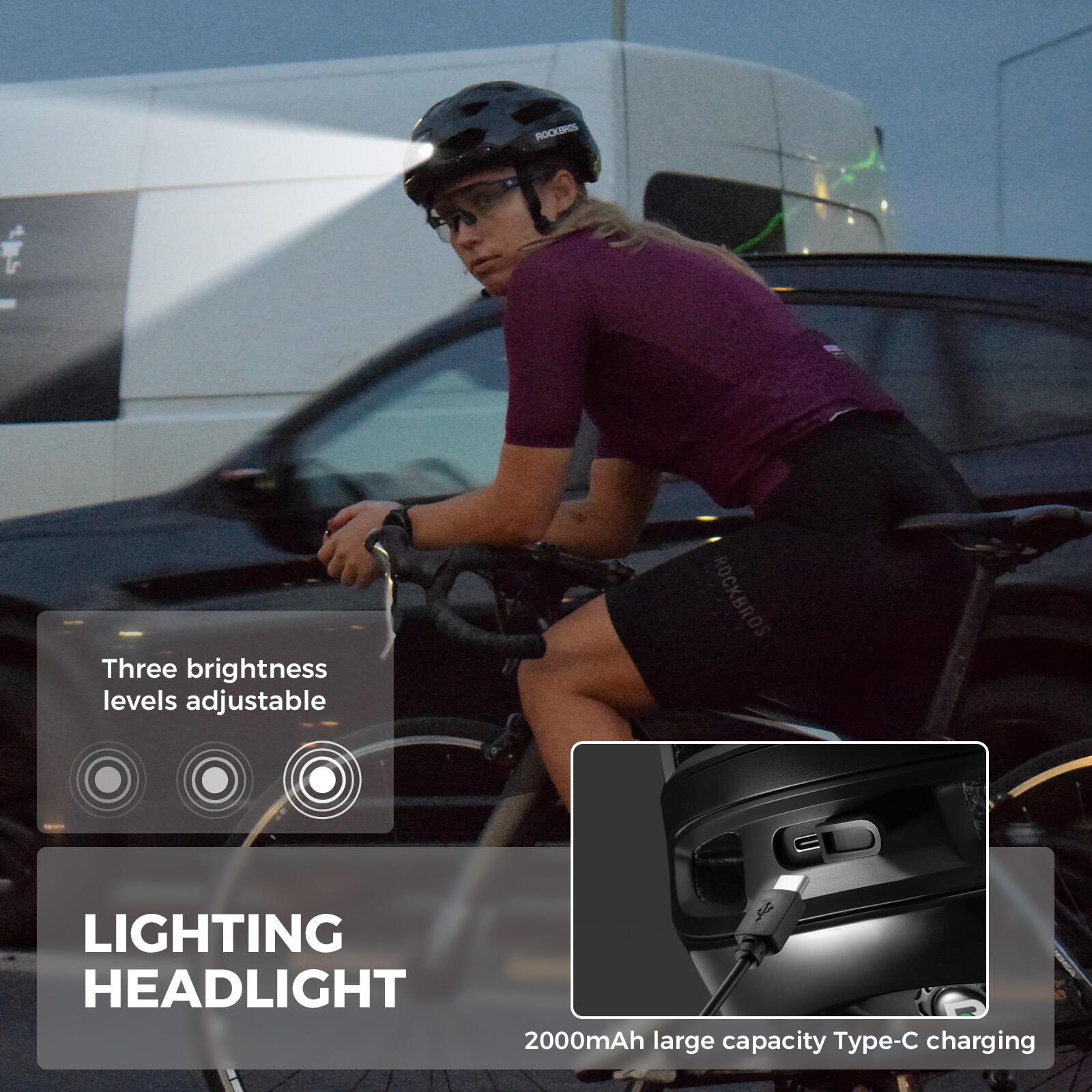 ROCKBROS Fahrradhelm mit LED-Beleuchtung 4/7