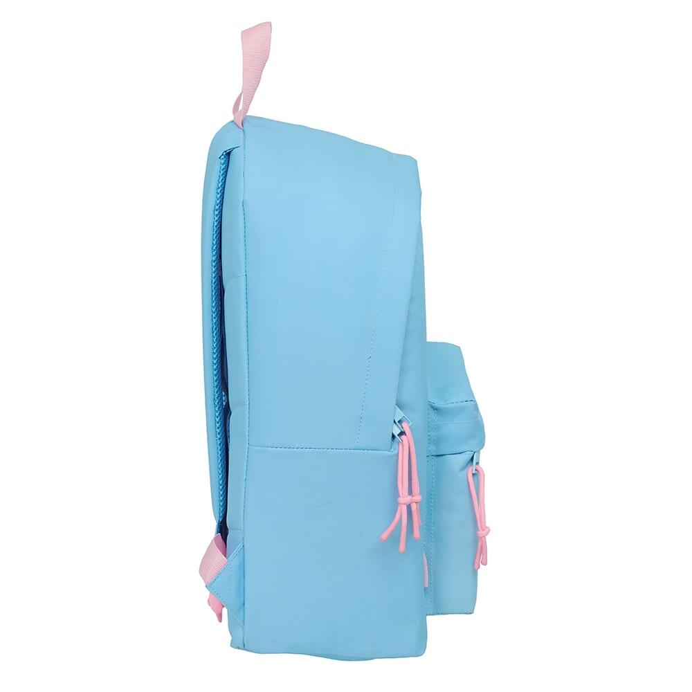 Mochila infantil Stitch Happy com bolso frontal e alças acolchoadas, azul claro 3/3