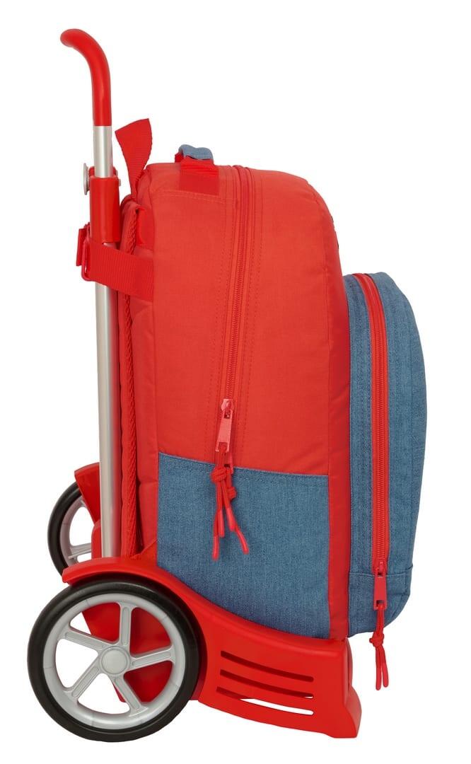Mochila escolar infantil Super Mario com rodas e bolso frontal (vermelha) 3/3