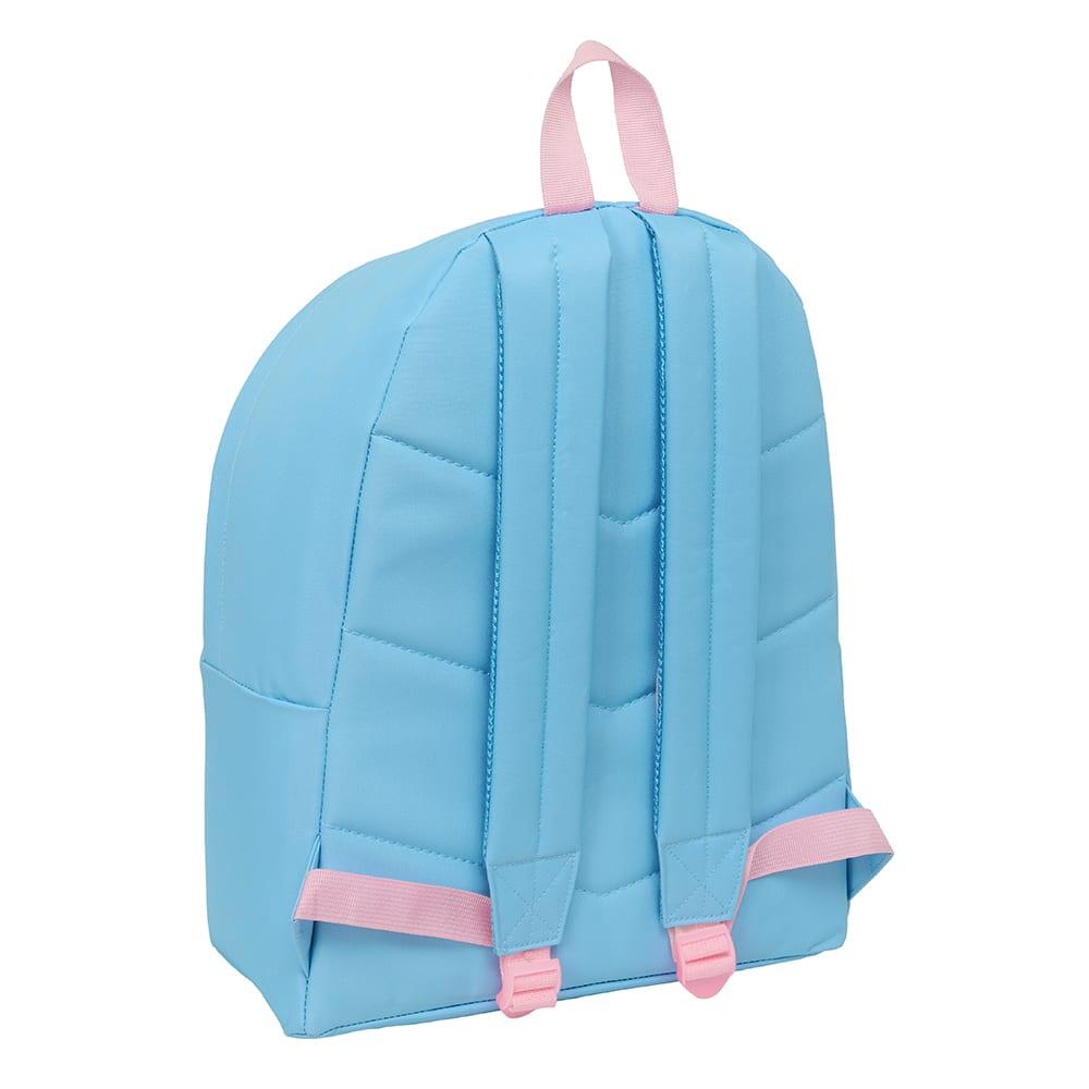 Mochila infantil Stitch Happy com bolso frontal e alças acolchoadas, azul claro 2/3
