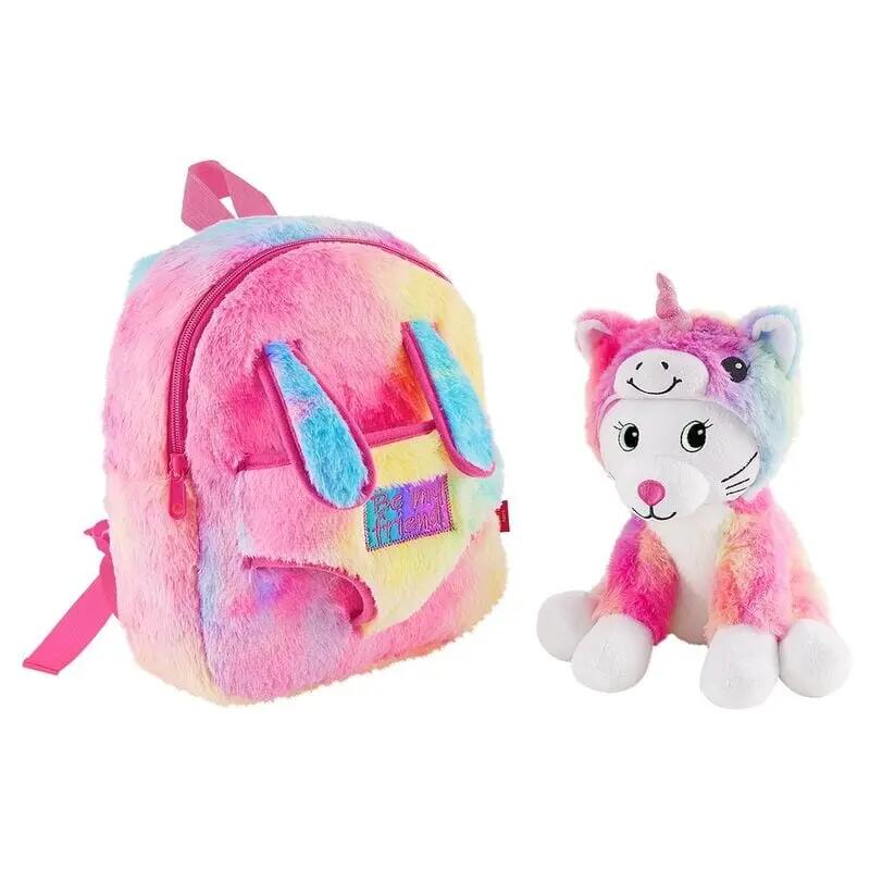 Zainetto per bambini con peluche del gatto Emi, 27 cm, multicolore pastello 3/3