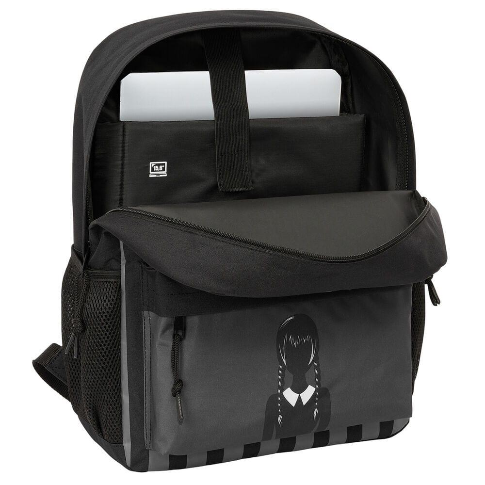 Mochila para laptop Wednesday de 15,6" para adultos com bolso frontal - Preta 3/4