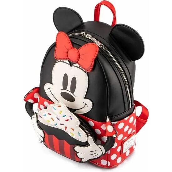 Mochila infantil Minnie Mouse Cupcake com zíper e detalhes em 3D, preta e 3/6