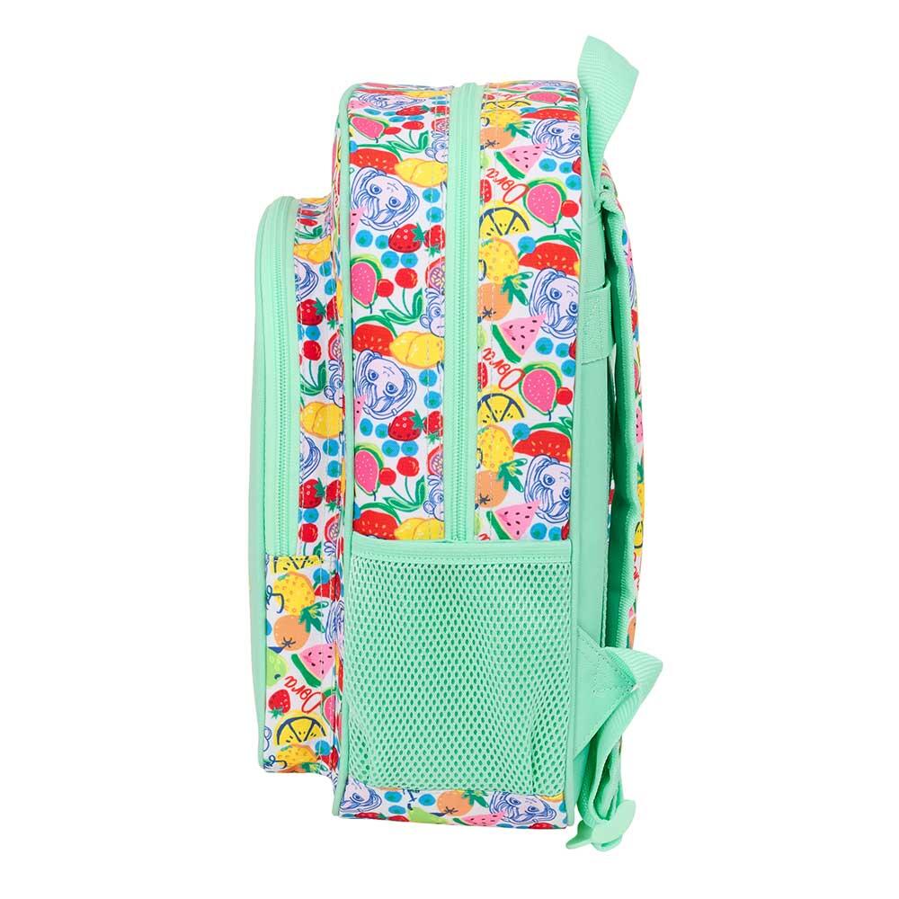 Mochila infantil Dora adaptável a carrinhos com bolso frontal, verde menta. 3/3